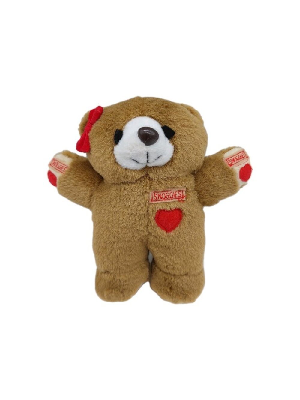Snoggies Kisses Teddy Bear Girl Brown White Red Hearts Bow Plush 6" Stuffed